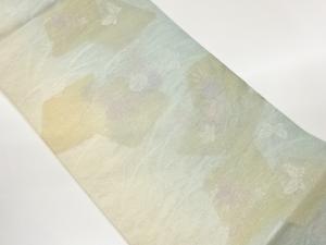 紗 色紙に秋草・蝶模様織出し袋帯